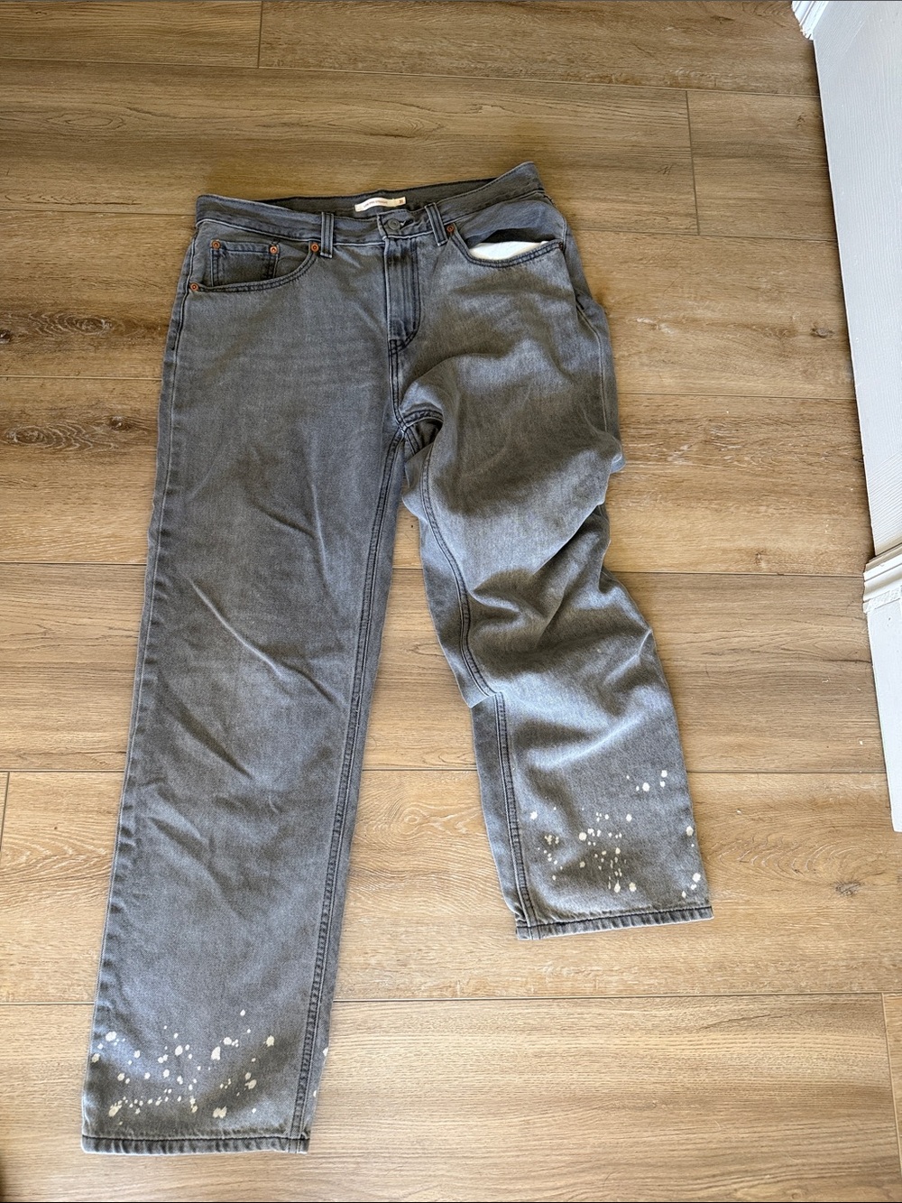 Levi's Gray Washed Jeans with White Paint Splatter
